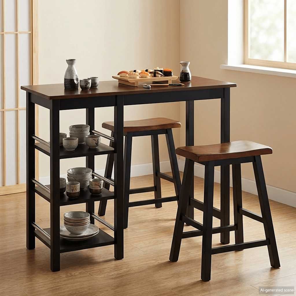 Set da Bar 3 pz in MDF Nero vidaXL