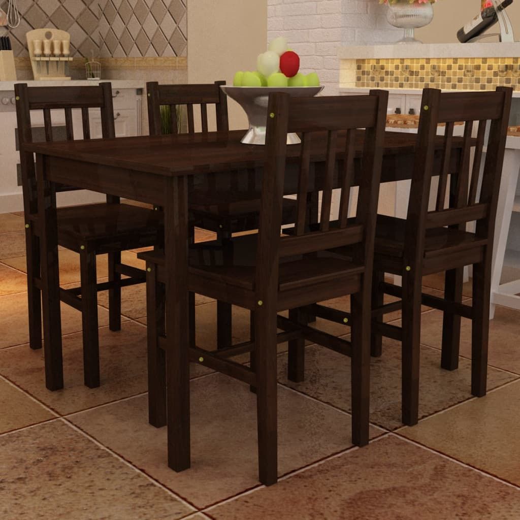 Set Tavolo da Pranzo con 4 Sedie Marrone vidaXL