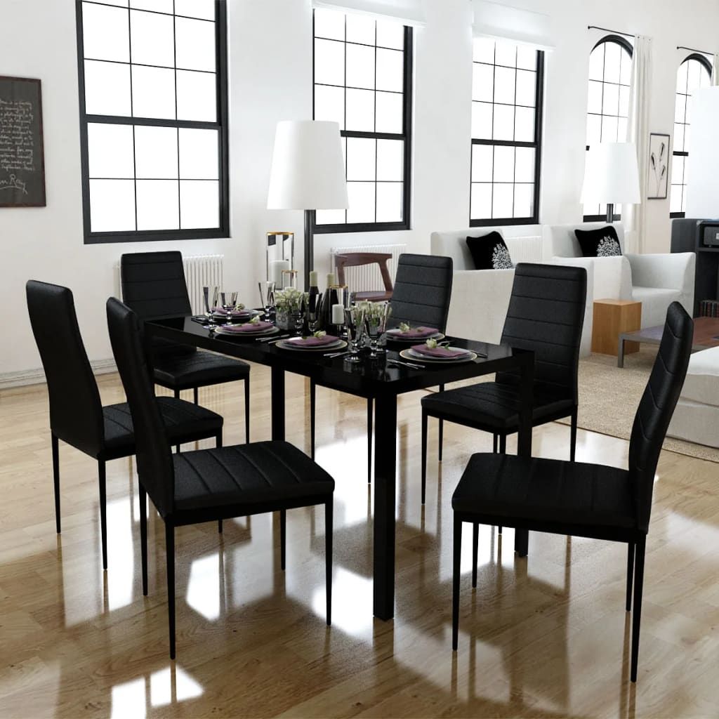 Set Tavolo da Pranzo 7 pz Nero vidaXL