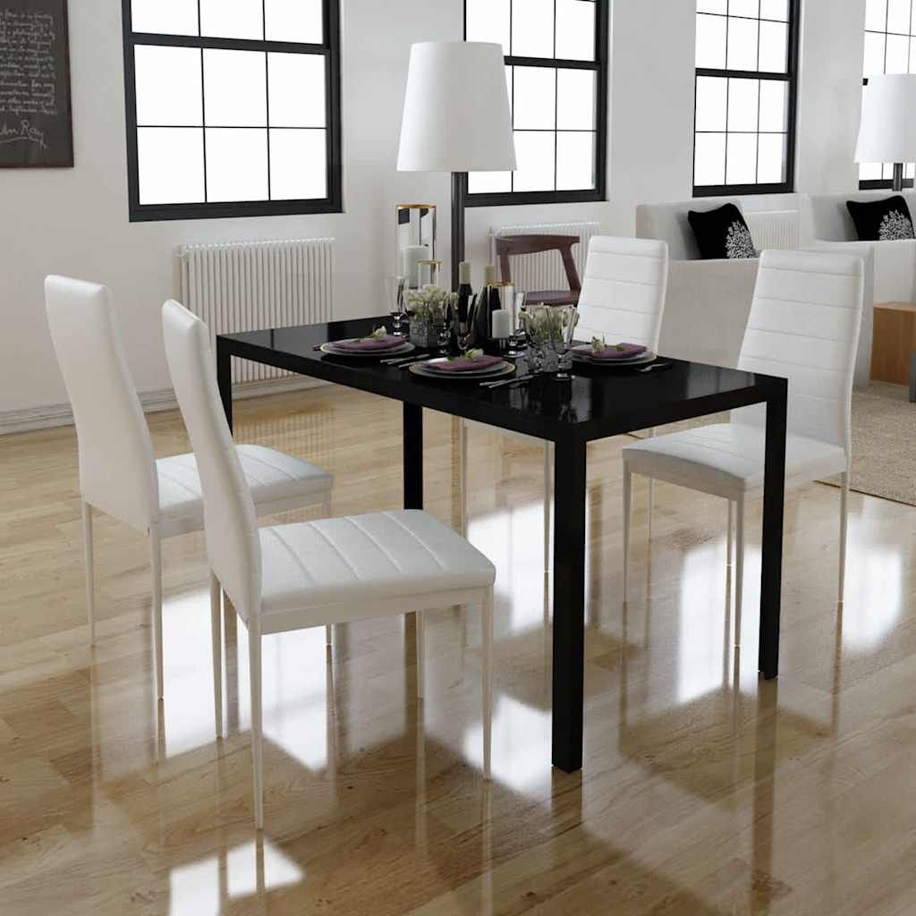 Set Tavolo da Pranzo 5 pz Nero e Bianco vidaXL