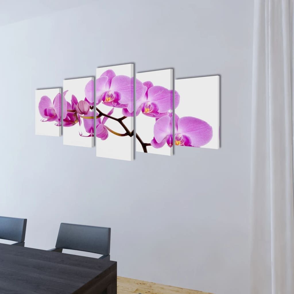 5 pz Set Stampa su Tela da Muro Orchidèa 200 x 100 cm vidaXL