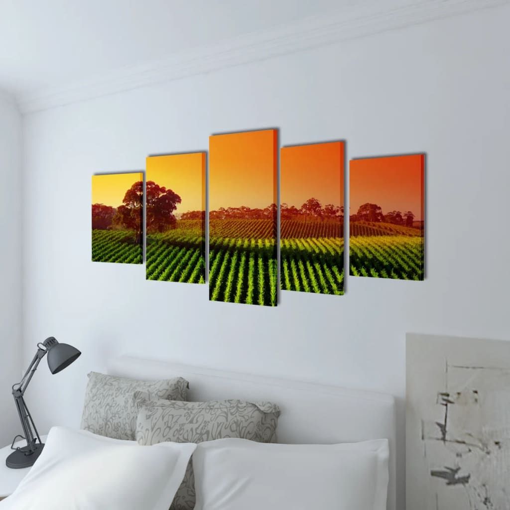 5 pz Set Stampa su Tela da Muro Campi 100 x 50 cm vidaXL