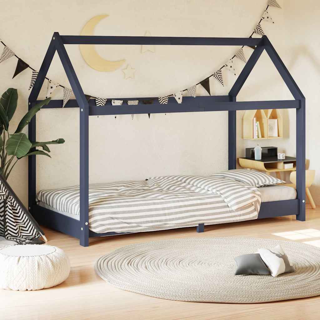 Giroletto per Bambini Grigio in Legno Massello di Pino 80x160cm vidaXL