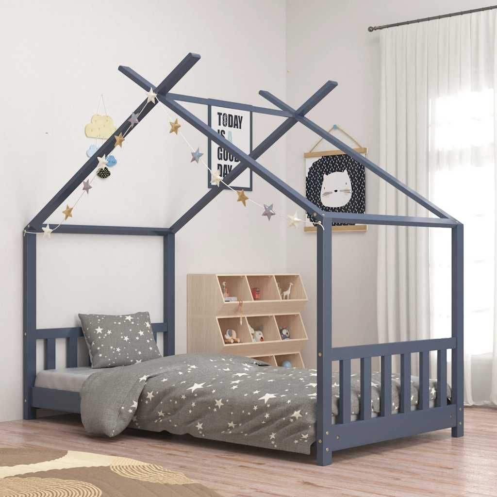 Giroletto per Bambini Grigio in Massello di Pino 70x140 cm vidaXL