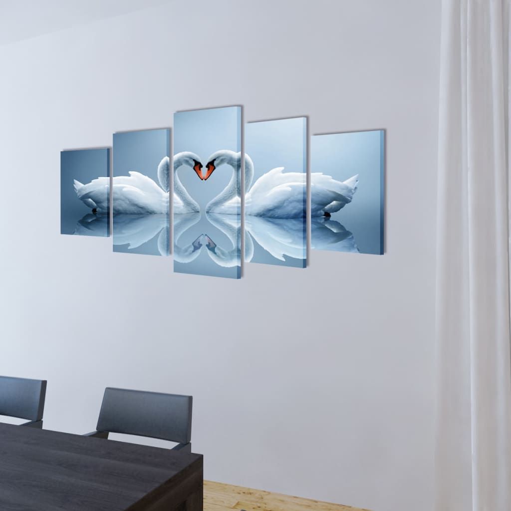 Set Stampa su Tela da Muro 5 pz Cigno 100 x 50 cm vidaXL
