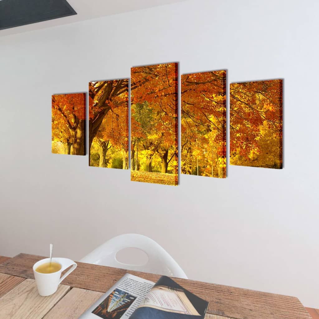 5 pz Set Stampa su Tela da Muro Acero 100 x 50 cm vidaXL