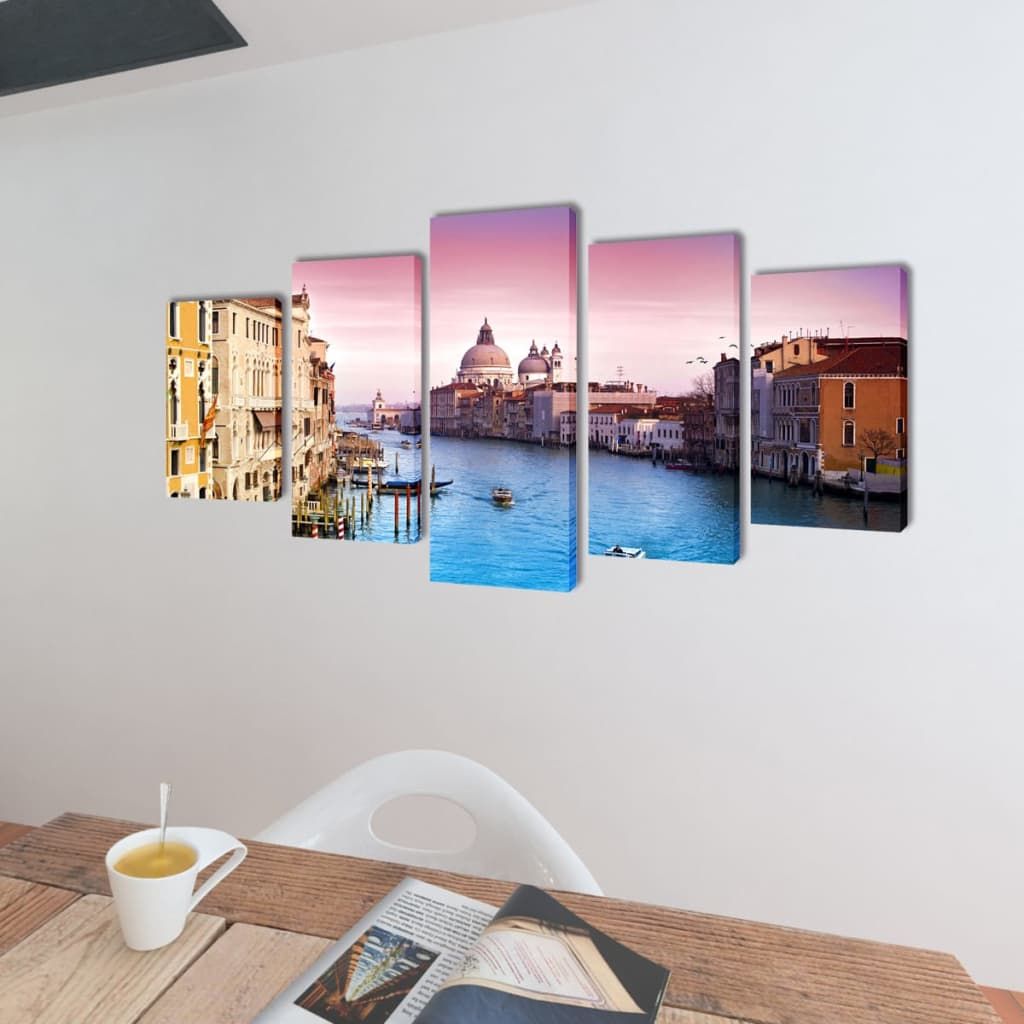 5 pz Set Stampa su Tela da Muro Venezia 200 x 100 cm vidaXL