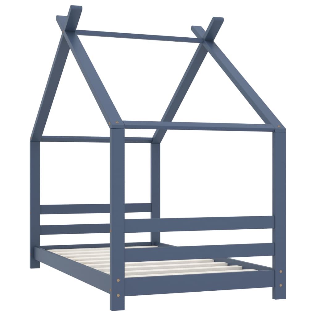 Giroletto per Bambini Grigio in Legno Massello di Pino 80x160cm vidaXL