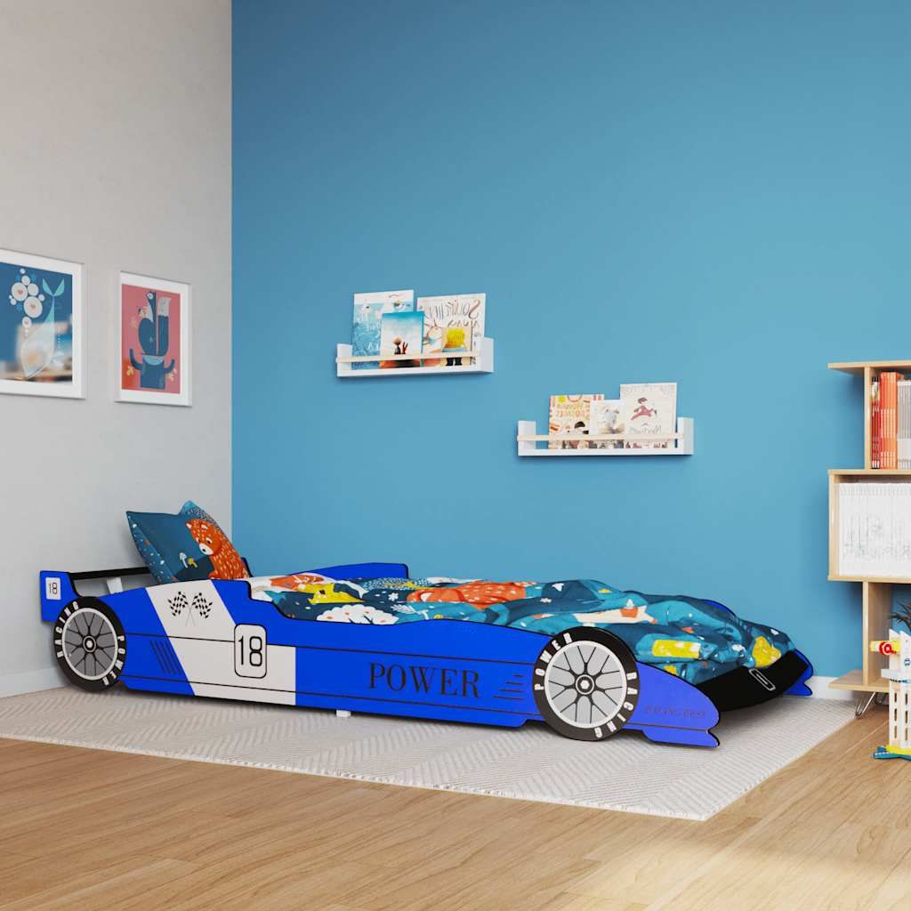 Letto Bambini Auto da Corsa 90x200 cm Blu vidaXL