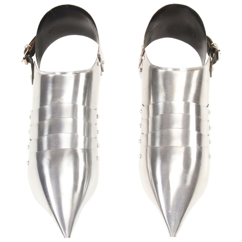 Scarpe d'Armi per Cavalieri Medievali LARP Argento in Acciaio vidaXL