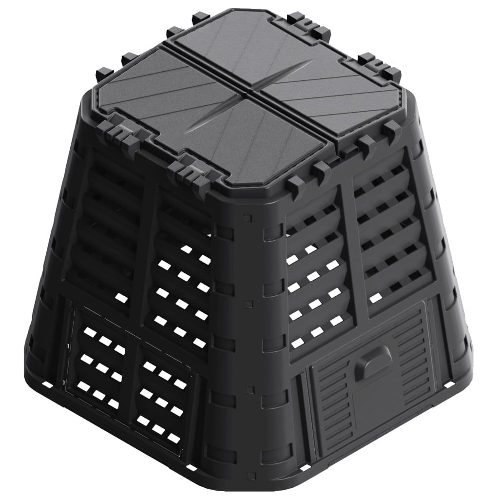 Compostiera da Giardino Nera 93,3x93,3x80 cm 480 L vidaXL