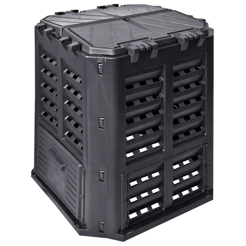 Compostiera da Giardino Nera 68,9x68,9x83,9 cm 360 L vidaXL