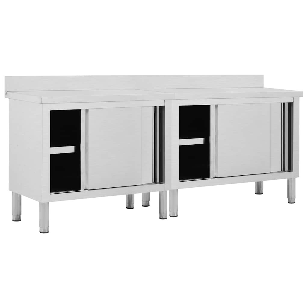 Tavoli da Lavoro Ante Scorrevoli 2 pz 200x50x(95-97) cm Acciaio vidaXL