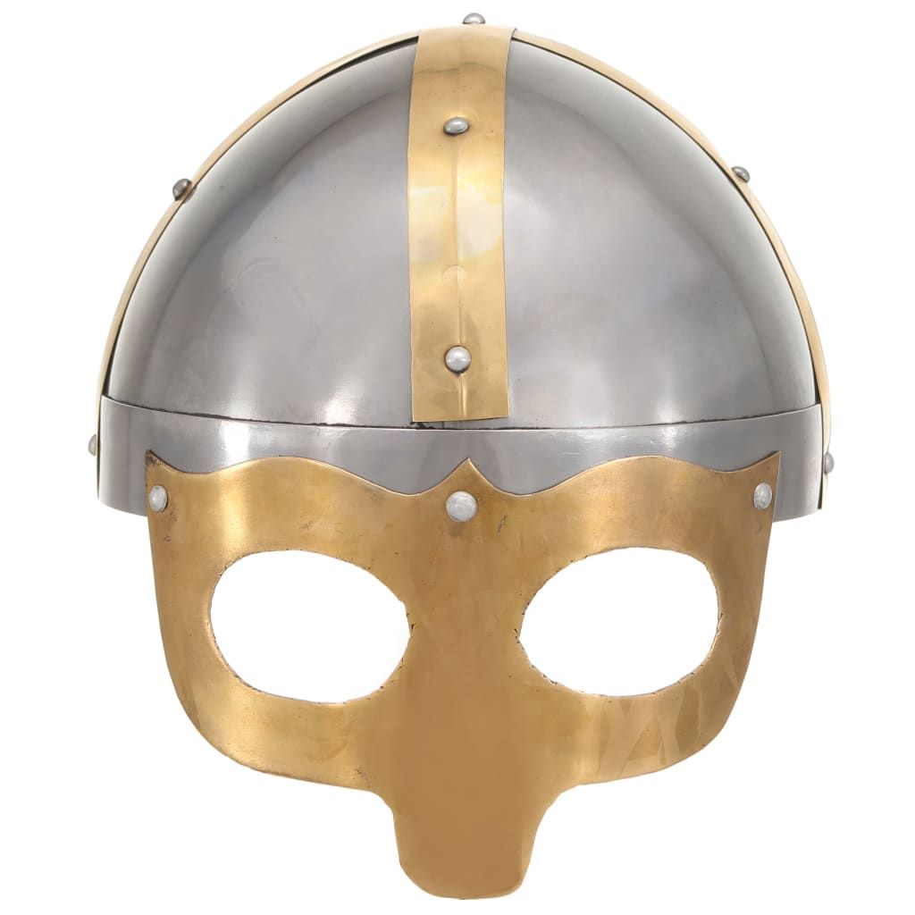 Elmo da Vichingo Antico Replica LARP Argento in Acciaio vidaXL