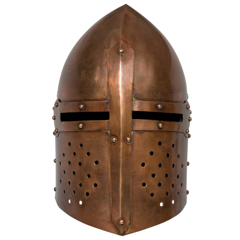 Elmo da Cavaliere Medievale Antico Replica LARP Rame in Acciaio vidaXL