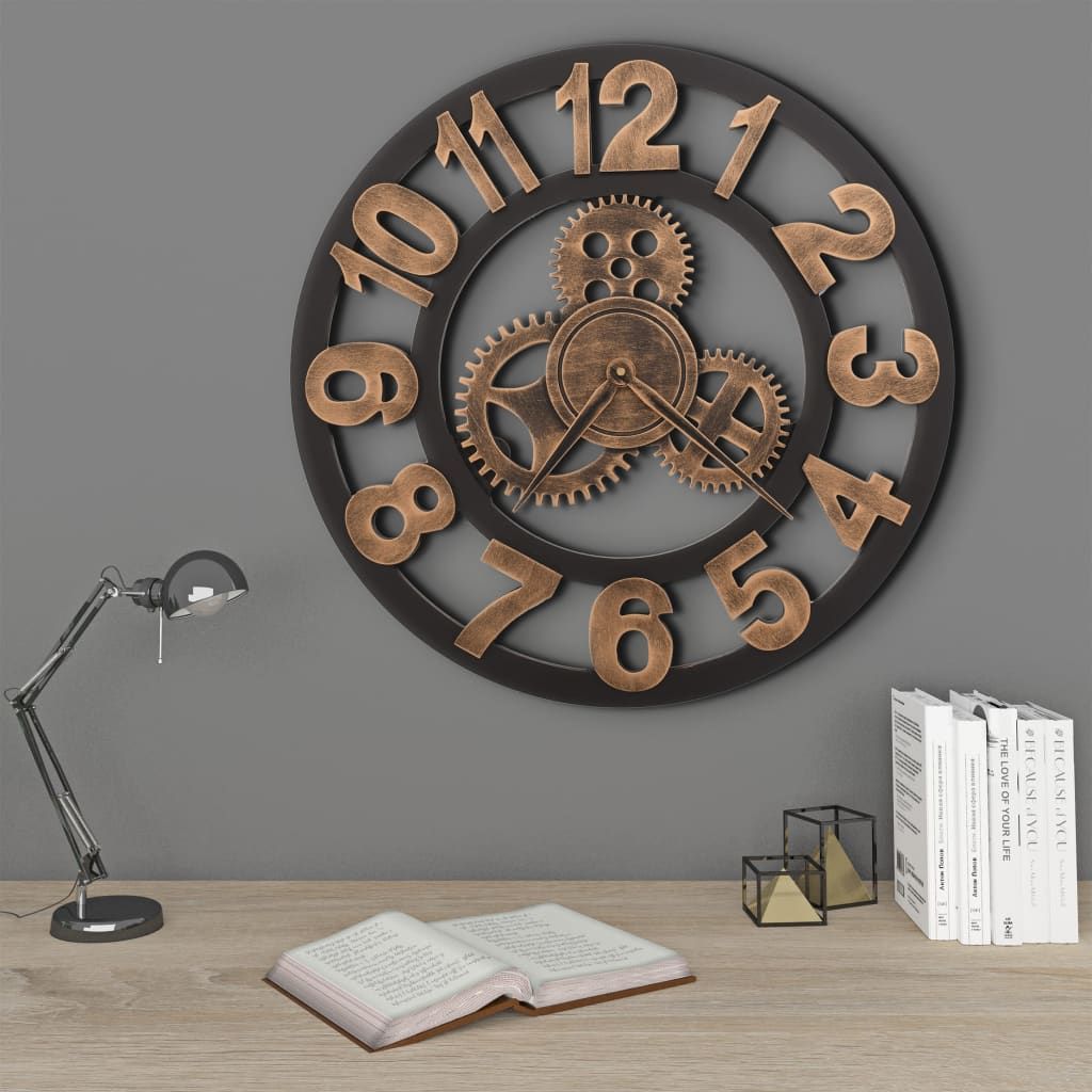 Orologio da Parete in Metallo 58 cm Dorato e Nero vidaXL