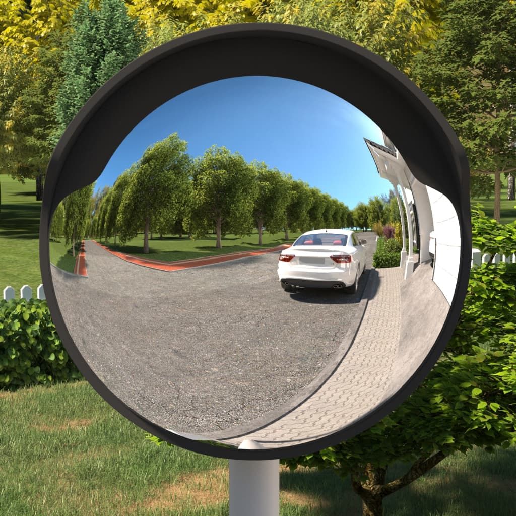 Specchio stradale convesso per esterni nero Ø60 cm in policarbonato vidaXL