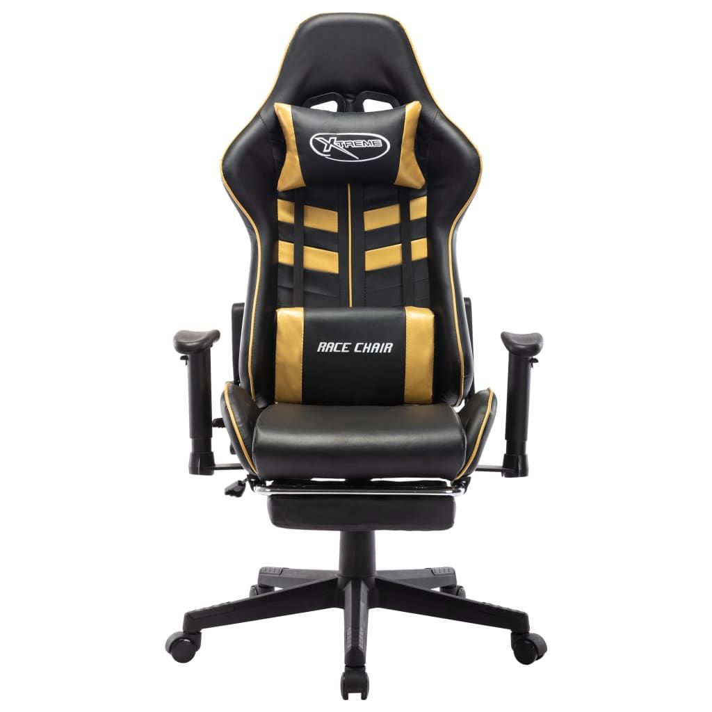 Sedia da Gaming con Poggiapiedi Nera e Oro in Similpelle vidaXL