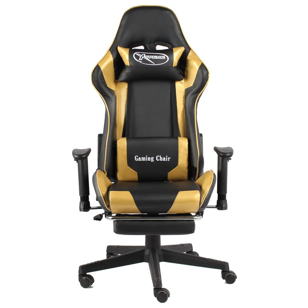 Sedia da Gaming Girevole con Poggiapiedi Oro in PVC vidaXL