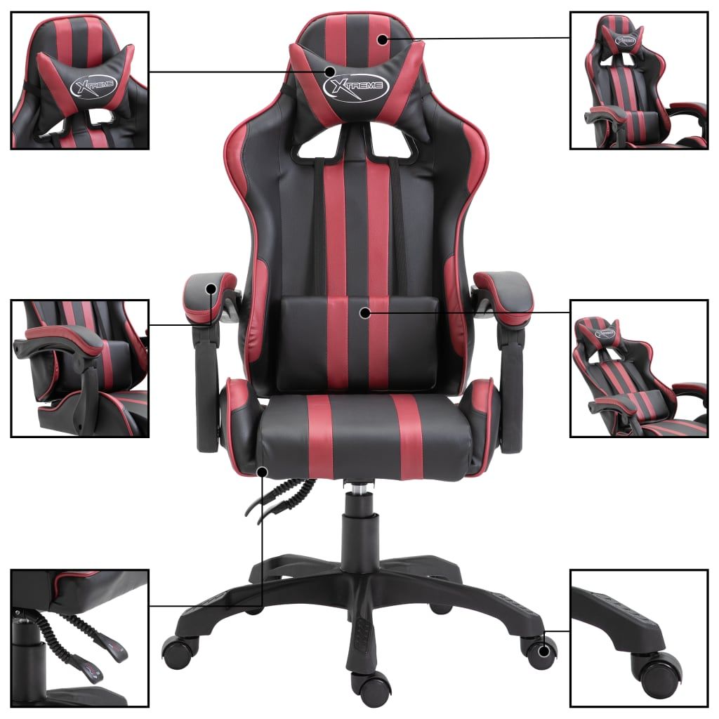 Sedia da Gaming Rosso Vino in Similpelle vidaXL