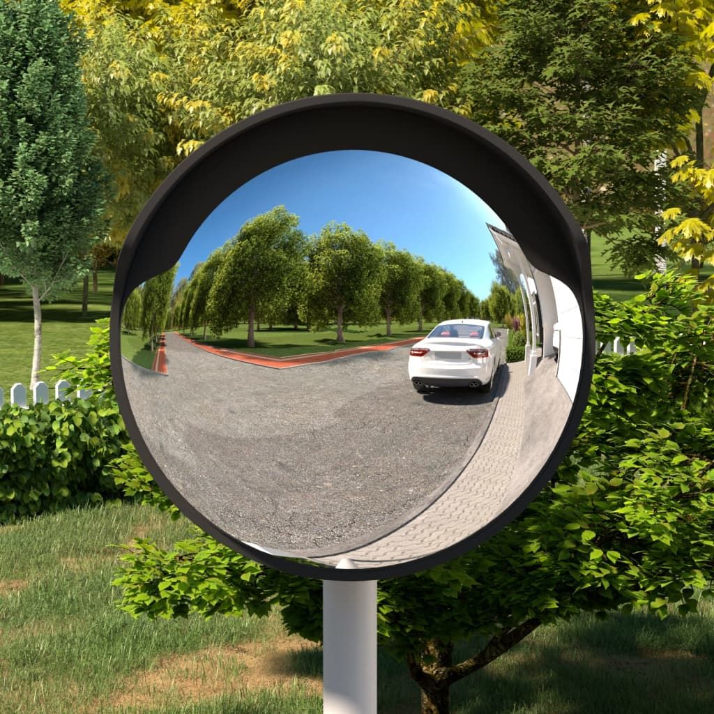 Specchio stradale convesso per esterni nero Ø45 cm in policarbonato vidaXL