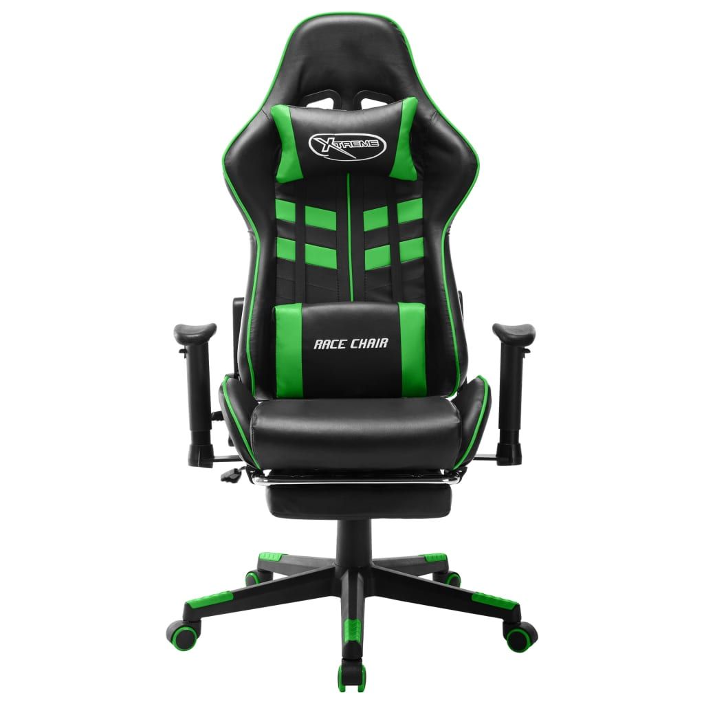 Sedia da Gaming con Poggiapiedi Nera e Verde in Similpelle vidaXL