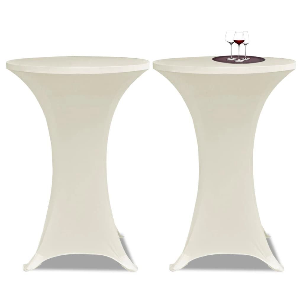 Copritavolo ?70 cm Crema Tessuto elasticizzato 2 pezzi vidaXL