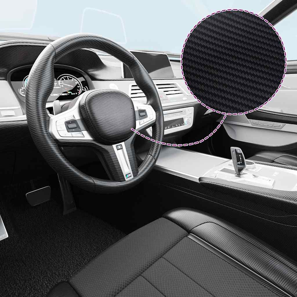 Pellicole per Auto 2 pz 3D Nero Opaco 100x150 cm+50x150 cm vidaXL