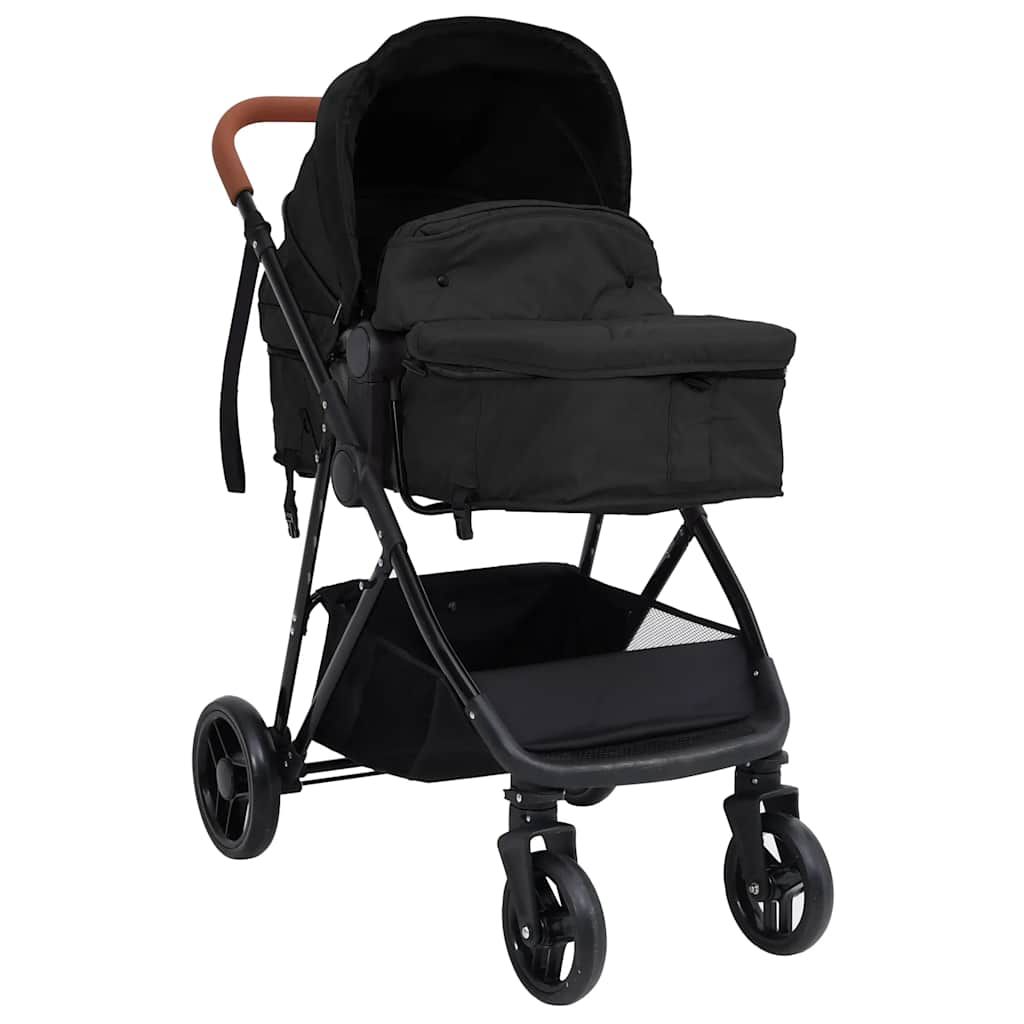 Passeggino 3 in 1 Antracite e Nero in Acciaio vidaXL