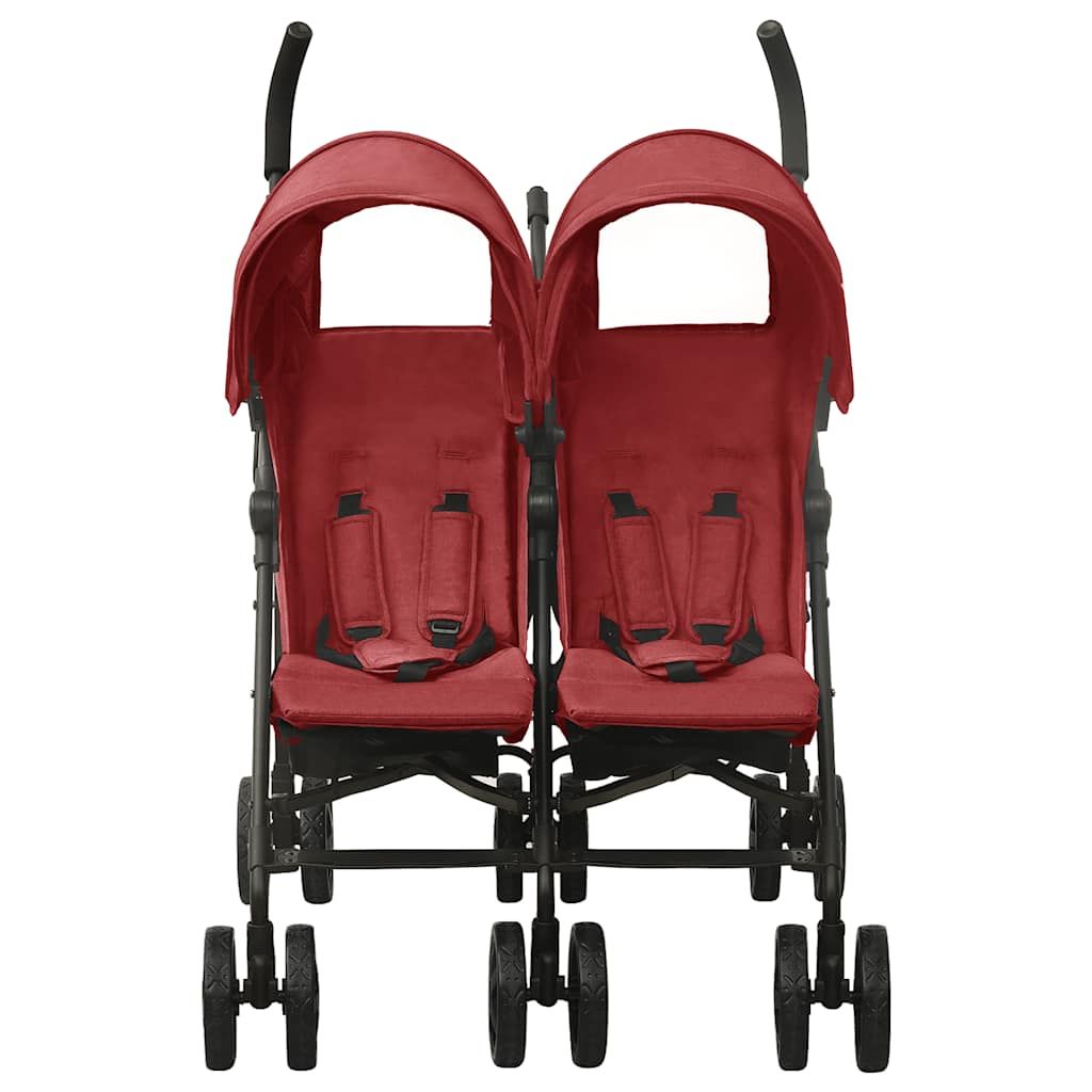 Passeggino Gemellare in Acciaio Rosso vidaXL