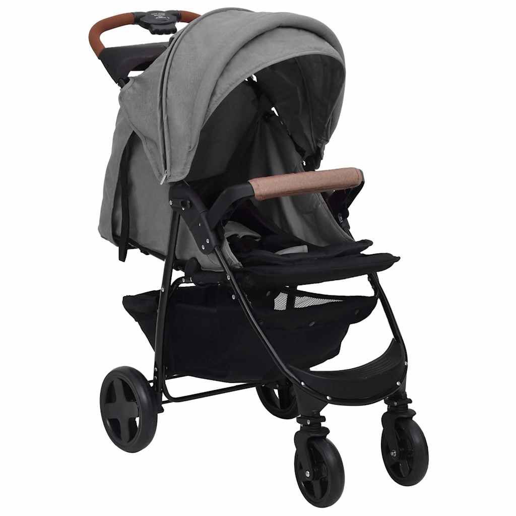 Passeggino 2 in 1 Grigio Chiaro in Acciaio vidaXL