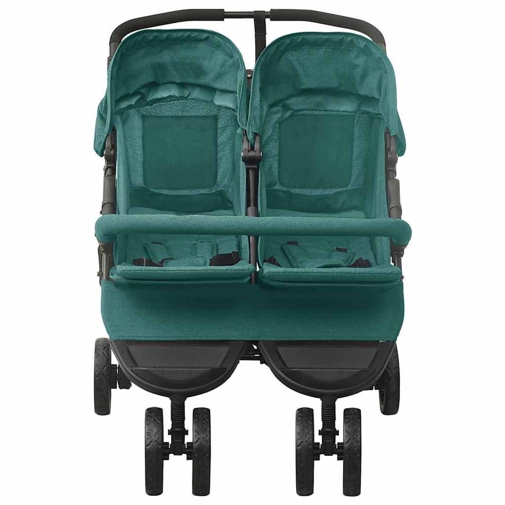 Passeggino Gemellare Verde in Acciaio vidaXL