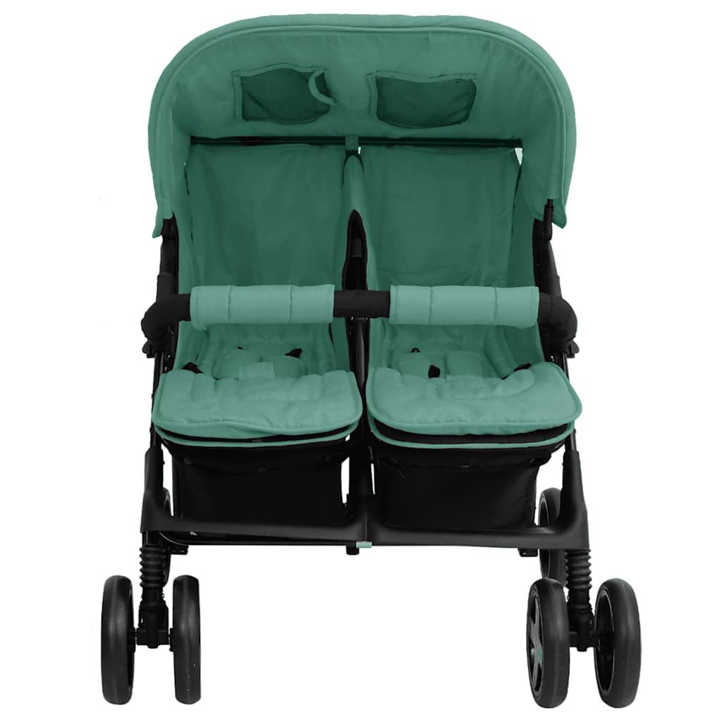 Passeggino Gemellare Verde in Acciaio vidaXL
