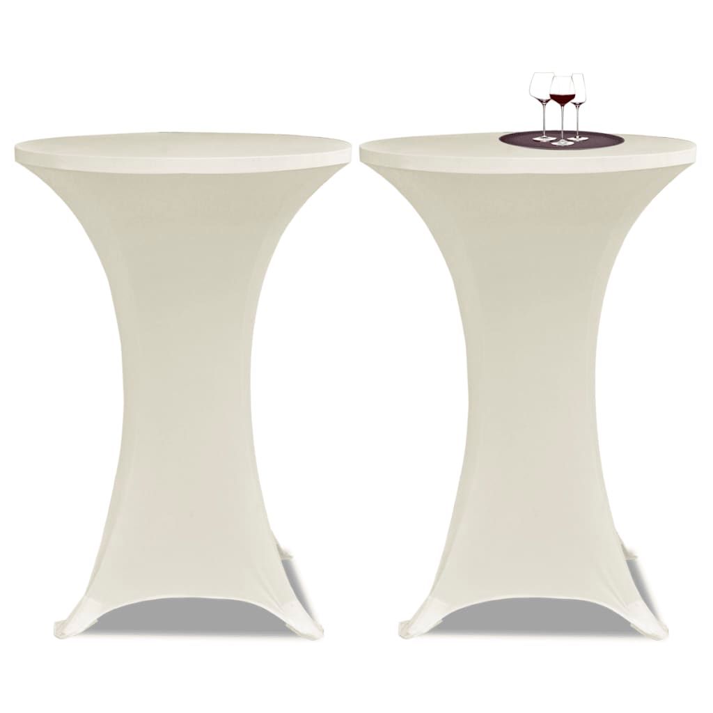 Copritavolo ?80 cm Crema Tessuto elasticizzato 2 pezzi vidaXL