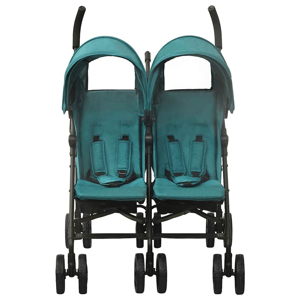 Passeggino Gemellare Verde in Acciaio vidaXL