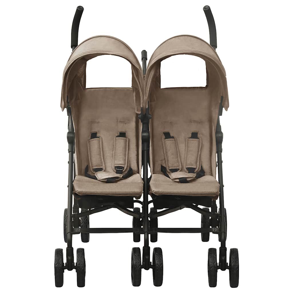 Passeggino Gemellare Grigio Talpa in Acciaio vidaXL