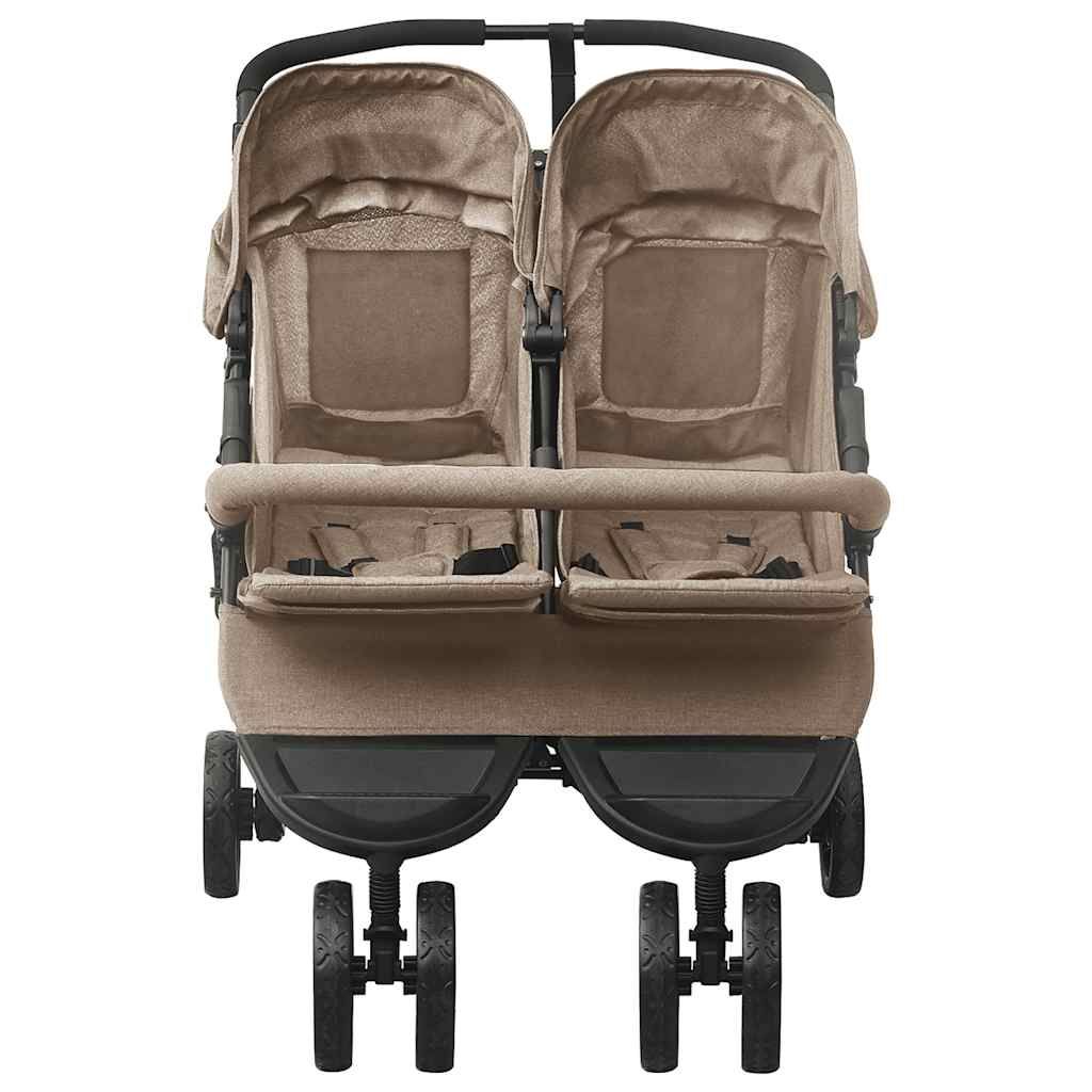 Passeggino Gemellare Grigio Talpa in Acciaio vidaXL