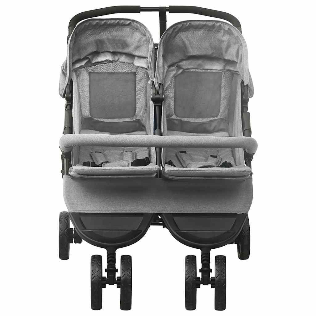Passeggino Gemellare Grigio Chiaro in Acciaio vidaXL