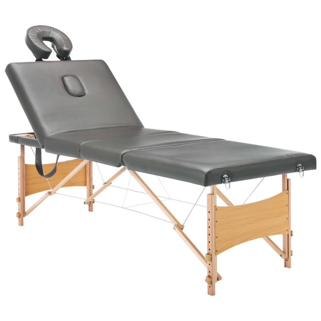 Lettino da Massaggio 4 Zone Telaio in Legno Antracite 186x68cm vidaXL