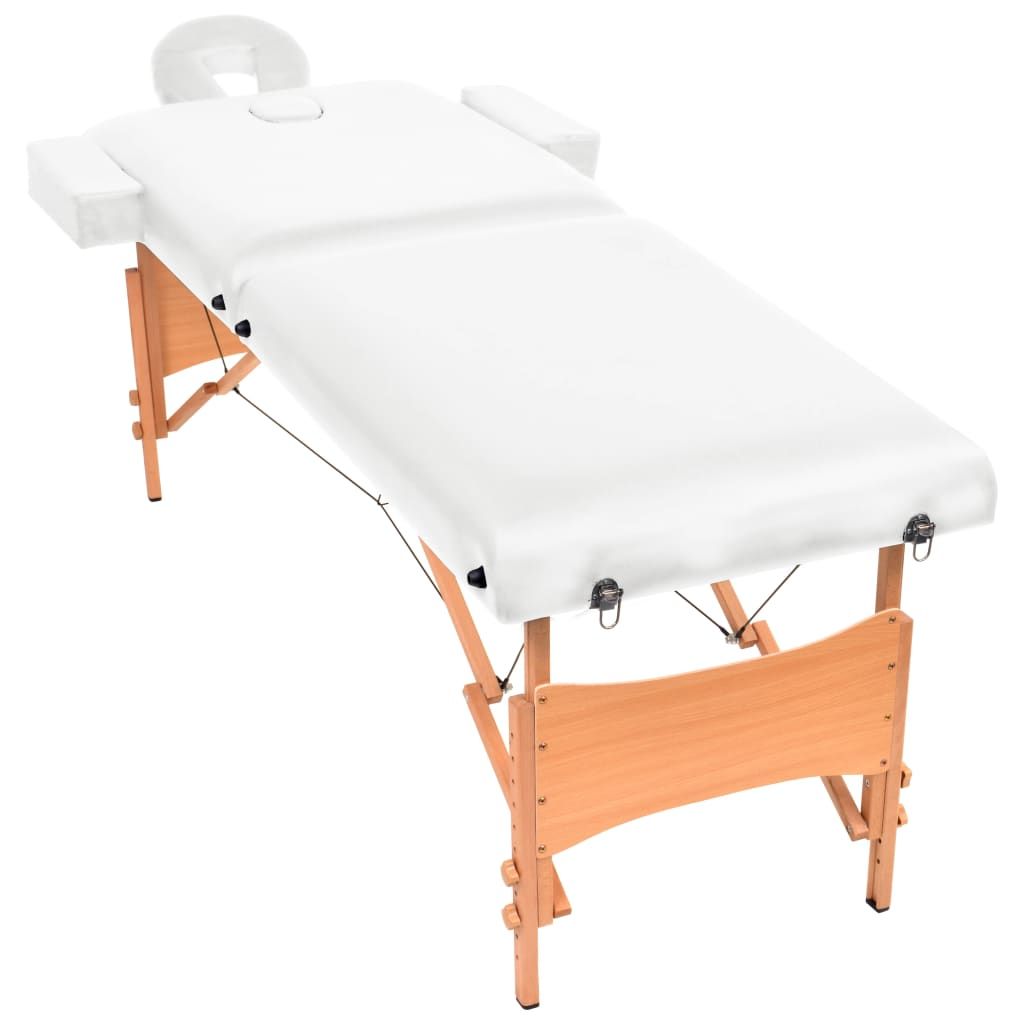 Lettino da Massaggio Pieghevole 2 Zone Spessore 10 cm Bianco vidaXL