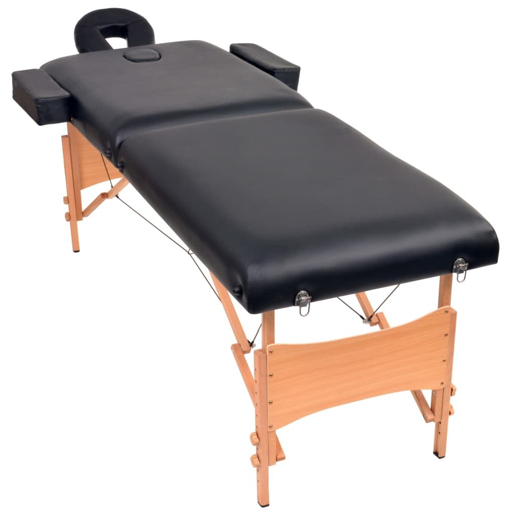 Lettino da Massaggio 2 Zone Pieghevole Spessore 10 cm Nero vidaXL