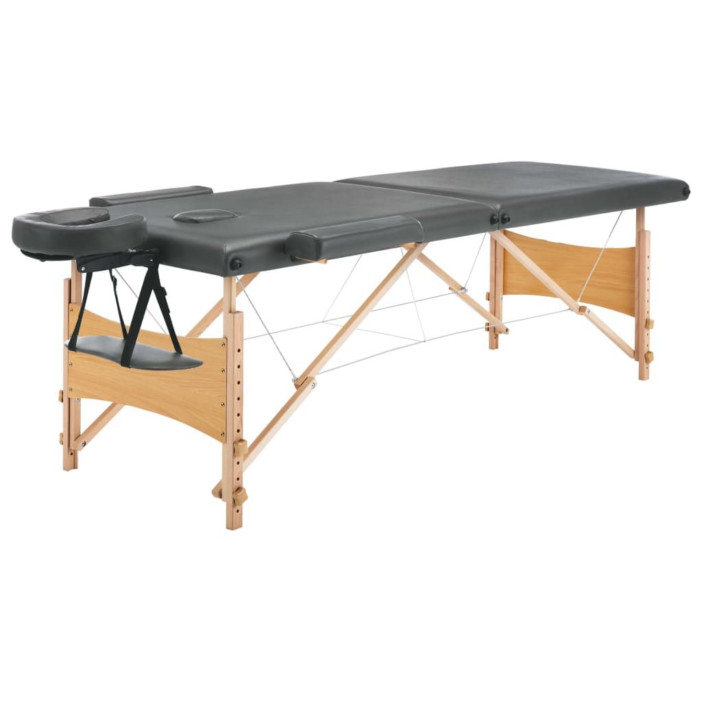 Lettino da Massaggio 2 Zone Telaio in Legno Antracite 186x68cm vidaXL