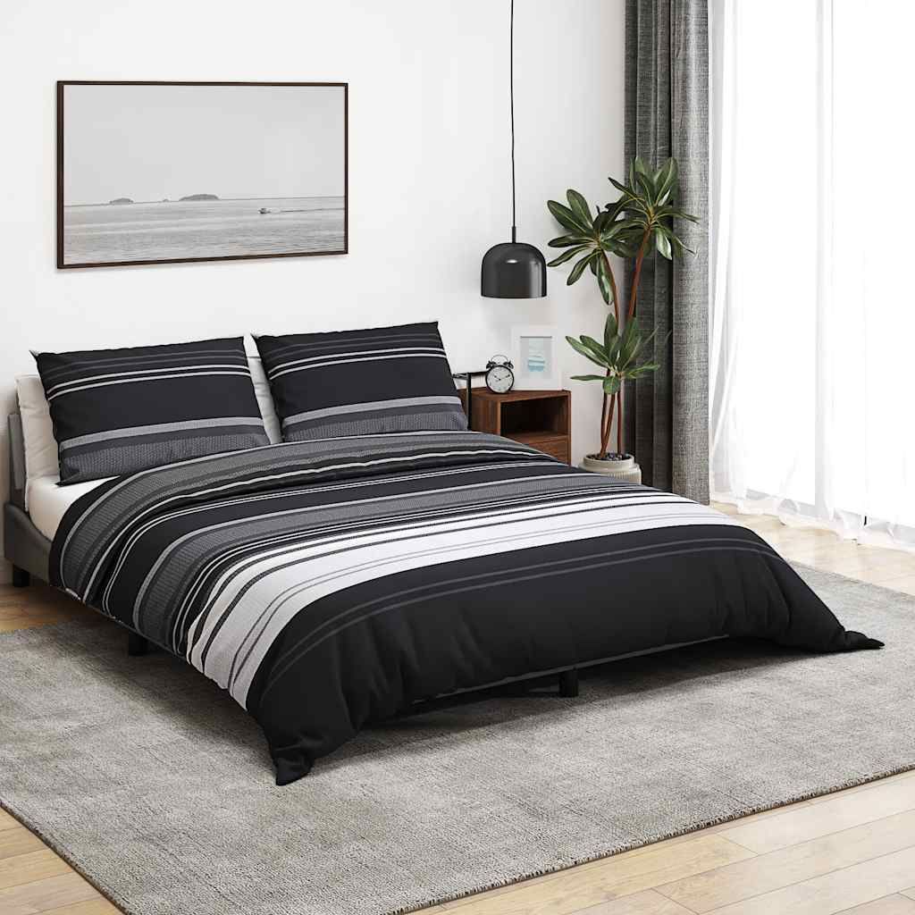 Set Copripiumino Nero e Bianco 200x200 cm in Cotone vidaXL