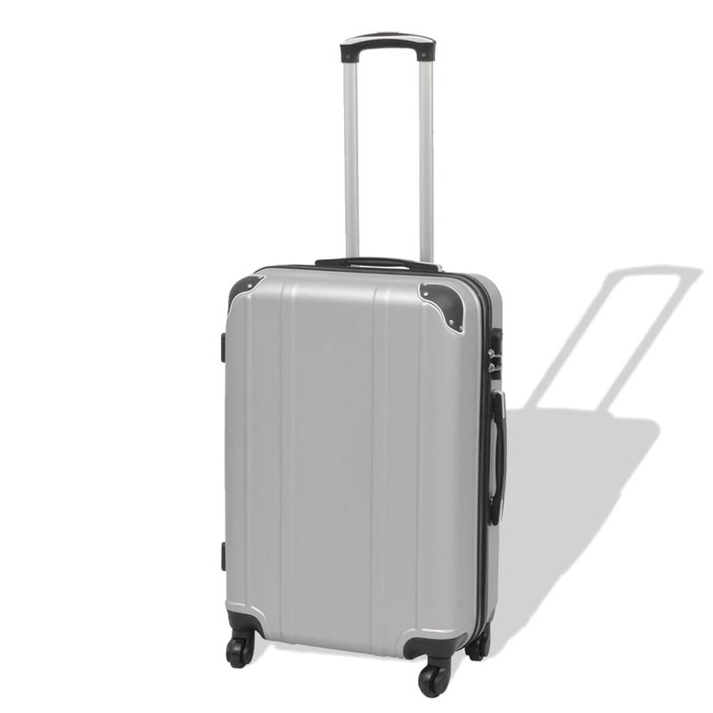 4 Pz. Set di Trolley Rigidi Argento vidaXL