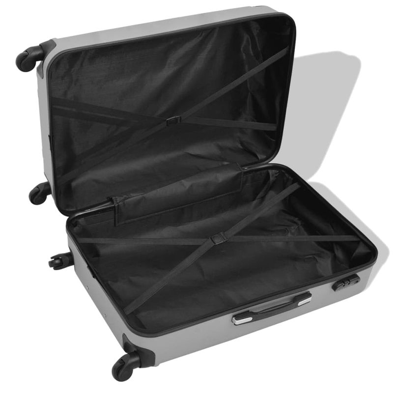 4 Pz. Set di Trolley Rigidi Argento vidaXL