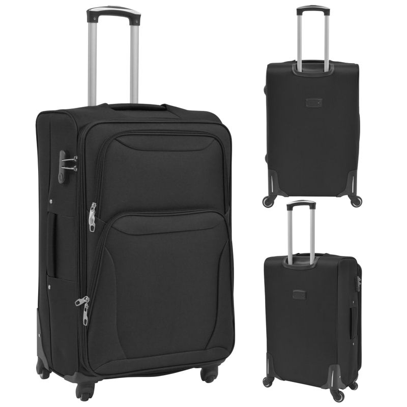 3 pz Set di Valigie Trolley Morbide Nere vidaXL
