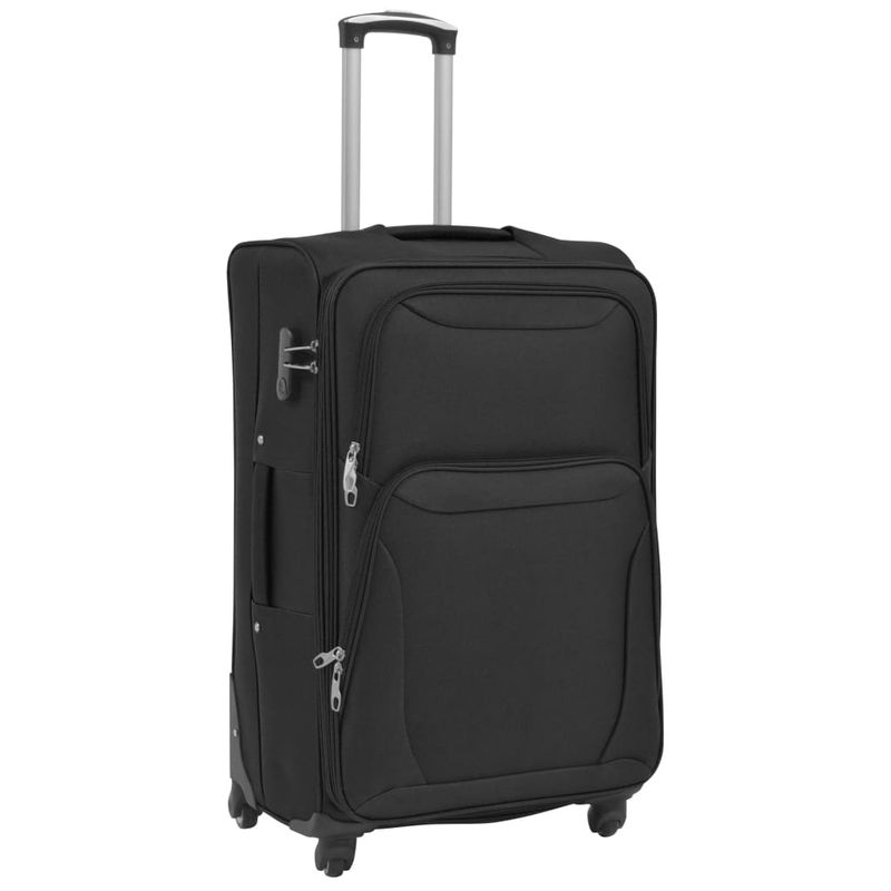 3 pz Set di Valigie Trolley Morbide Nere vidaXL