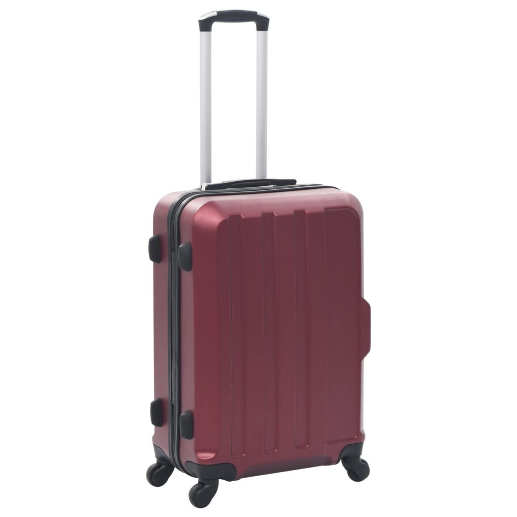 Set Trolley a Custodia Rigida 3 pz Rosso Vino in ABS vidaXL