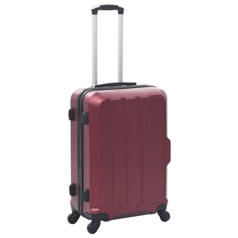 Set Trolley a Custodia Rigida 3 pz Rosso Vino in ABS vidaXL