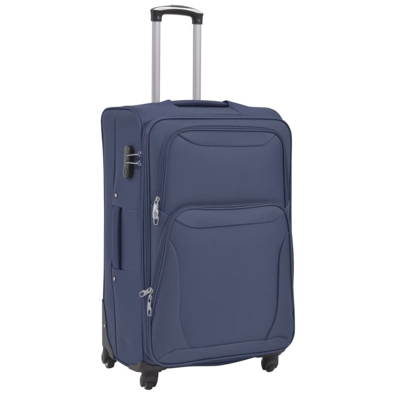 3 pz Set di Valigie Trolley Morbide Blu Marino vidaXL